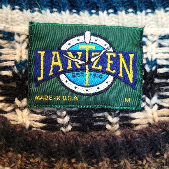 JANTZEN Multicolored Heavy Crewneck Sweater Size Medium - Picture 3 of 8